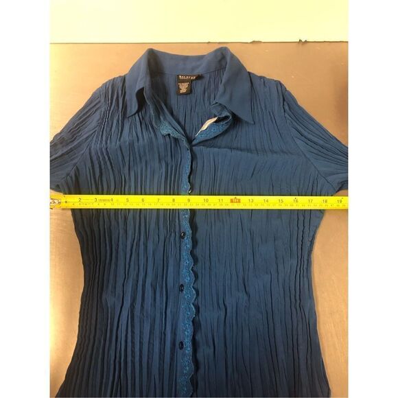 Bay Studio Career Petite Women’s Blue Long Sleeve Button Down too - Picture 5 of 6